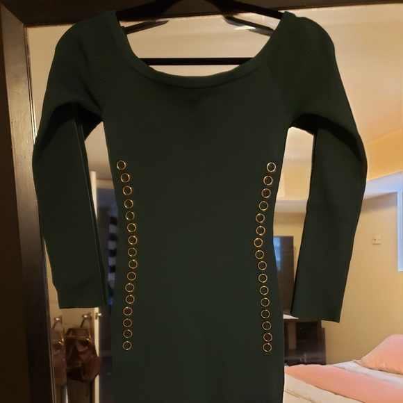 HUNTER GREEN BANDAGE DRESS - Picture 2 of 2